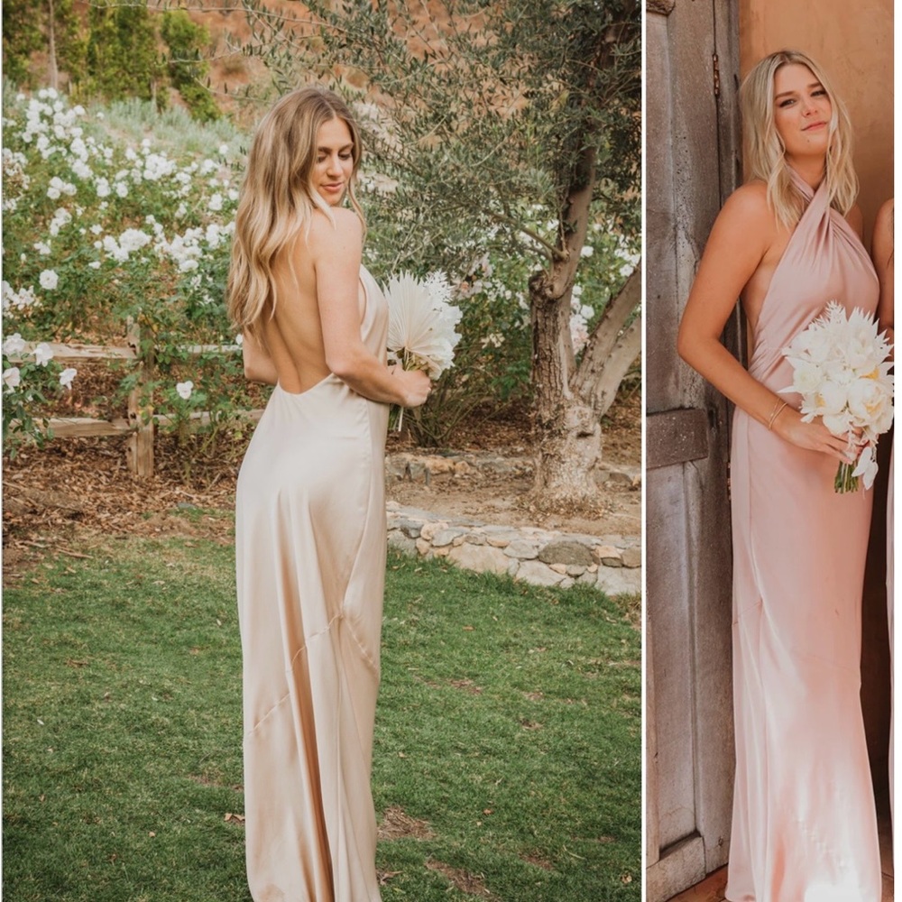 Show Me Your Mumu Champagne Halter Maxi Dress
